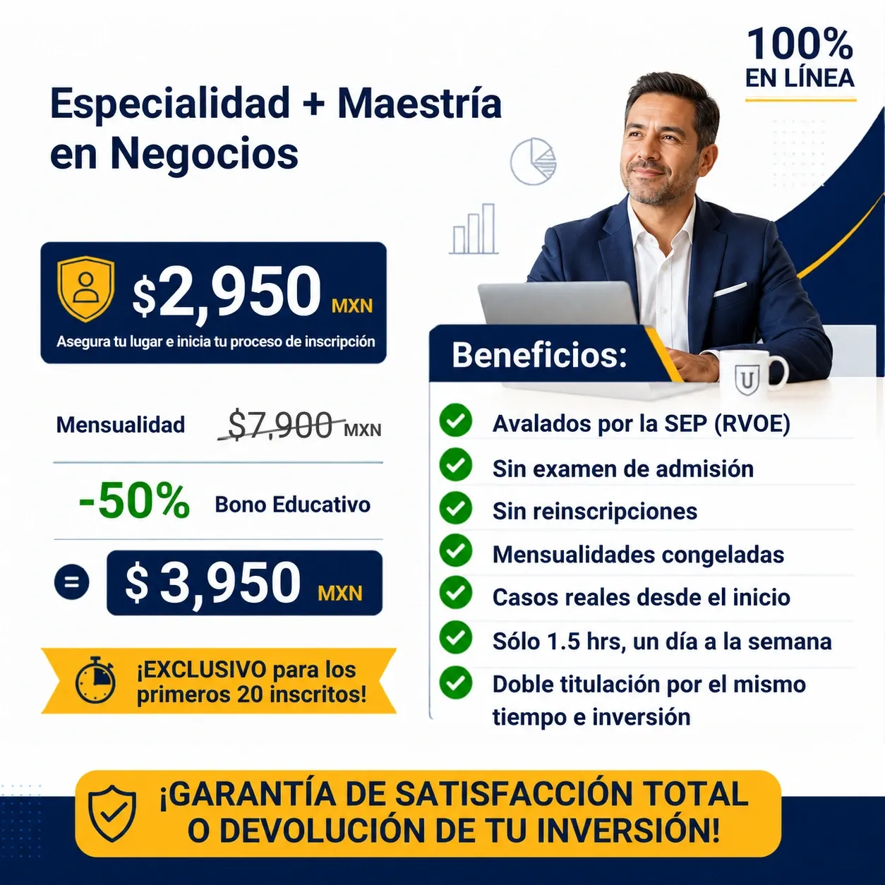 Pago Único Administrativo Especialidad y Maestría en Negocios