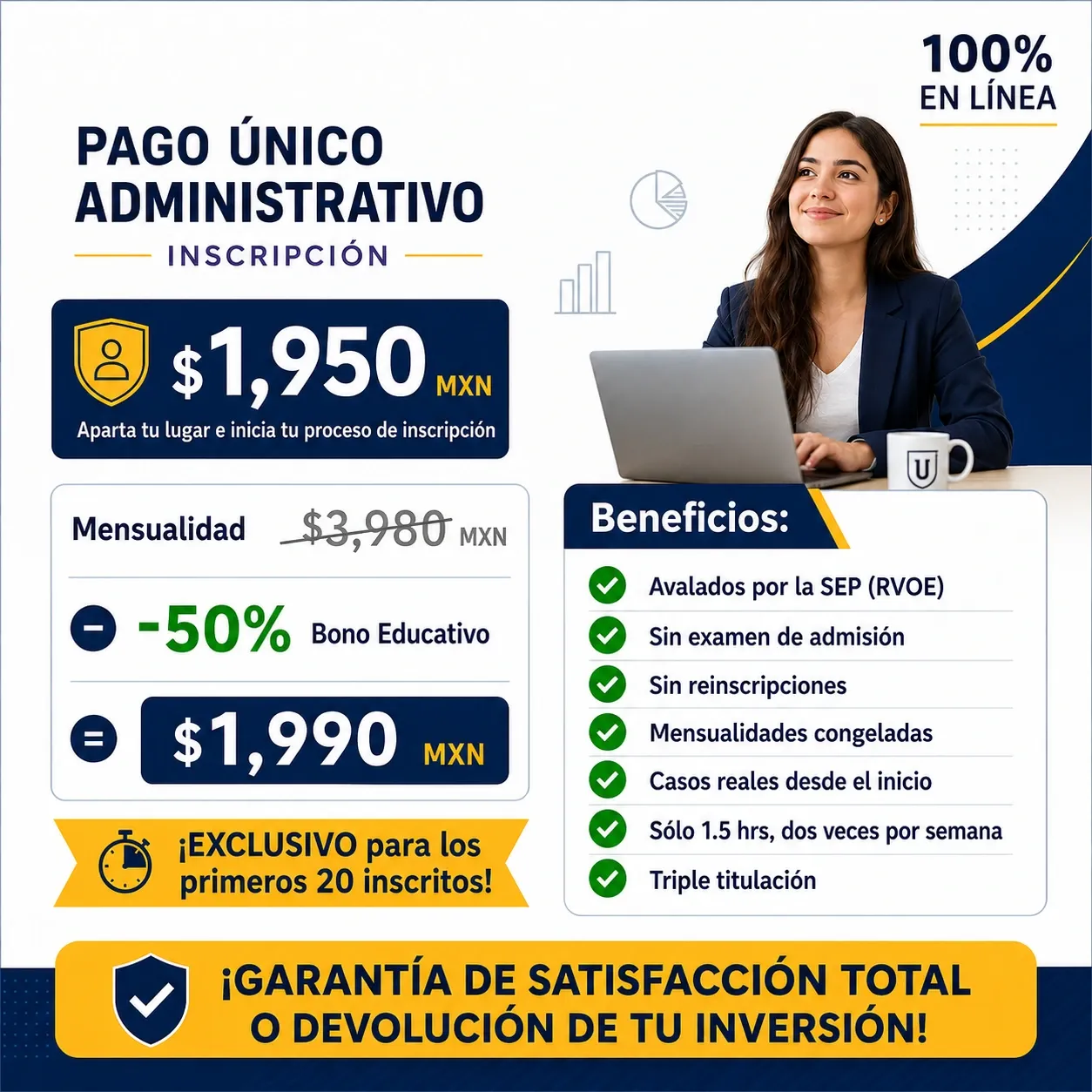 Pago Único Administrativo: Licenciatura en Contaduría, Fiscal y Finanzas