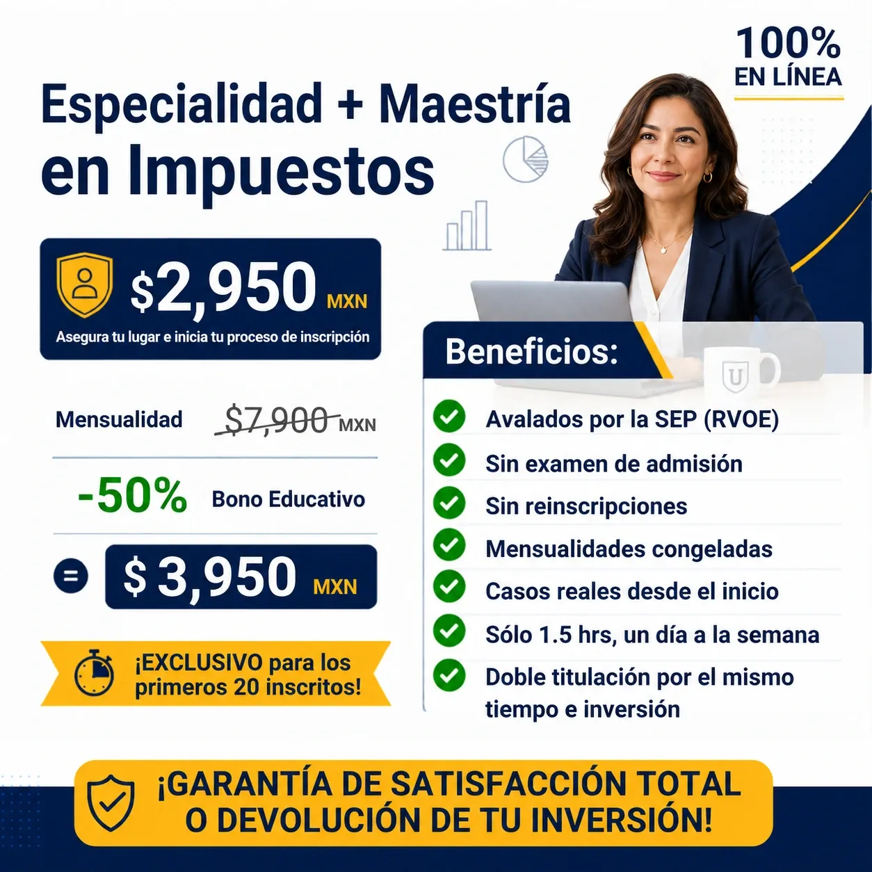 Pago Único Administrativo: Especialidad + Maestría en Impuestos